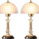 Crystal Table Lamp Set of 2, Dimmable Bedside Lamp with ON/Off Switch Modern Glass Lamps for Night Stands Bedroom Living Room Decor