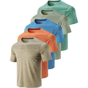 5 Pack Mens Active Quick Dry Crew Neck T Shirts | Athletic Running Gym Workout Short Sleeve Tee Tops Bulk (XXL)