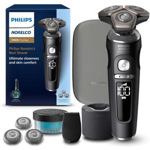 Philips Norelco Shaver Series 9000 Prestige, Wet and Dry Electric Shaver, Lift & Cut Shaving System, SenseIQ Technology, Precision Trimmer, Cleaning Pod, Premium Pouch, Black Matte, Model SP9840/90