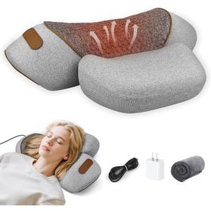 3-in-1 Neck Massager Pillow with Heat, Massage & Stretcher, Traction Massager for Neck Hump, Shoulder & Muscle Relaxation, Pain Relief & Cervical Support, Ideal Gift for Women & Men (Gray)