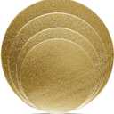 4 Pack Cake Boards Golden Round Cake Circles 6, 8, 10, 12 Inch Cake Base Cardboard, 1 of Each Size Set for Baking Cake, Gold
