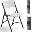 Folding Chair 4 Pack, Portable Heavy Duty Foldable Chair Plastic Seat with Steel Frame for Indoor and Outdoor, Dinning, Party, Wedding, Office, Patio, Garden, White