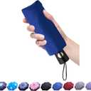 Goothdurs Automatic Mini Travel Windproof Umbrella Compact Auto Open/Close Small Lightweight Folding Rain Umbrellas for Women Men (A8-Sapphire Blue)