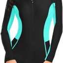 Daci Women Long Sleeve Rash Guard One Piece Boyleg Swimsuit Zipper Surfing Bathing Suit UPF 50+