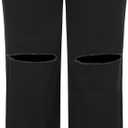 THUNDER STAR Womens High Waisted Wide Leg Jeans Stretchy Distressed Denim Pants (14, 1# Black)