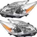 Dasbecan Halogen Headlight Compatible With Toyota Prius 2012-2015 Driver  Passenger Side Replaces# TO2519134 TO2518134 1 Pair Headlamp Assembly