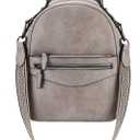 RAVUO Mini Backpack Purse for Women, Cute Convertible Leather Handbag Multipurpose Shoulder Bags Travel Daypack 3 Ways to Carry,Grey