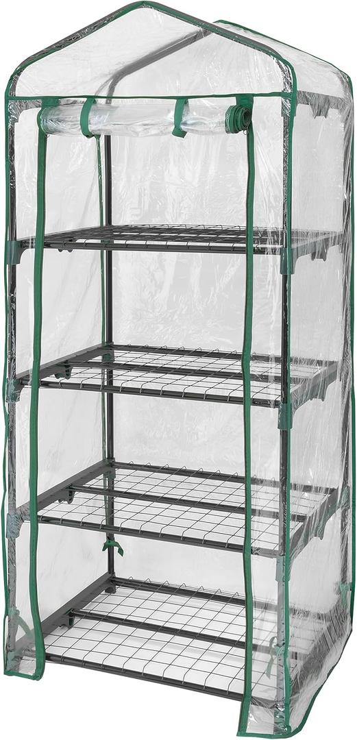Miracle-Gro 23" x 17" x 57" All-Season 4-Tier Mini Grow House Outdoor or Backyard Easy Assembly Portable Greenhouse, Translucent