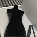 Mannequin Body Dress Form Torso Female Manikin 49.6-63.4 Inch Height Adjustable Wooden Tripod Stand High Density Foam Portable Display Mannequin (Black)