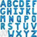 TONIFUL 16 Inch Blue Letter A-Z Balloons,Custom Phrase Mylar Foil Alphabet Letter DIY Personalized Phrase Banner for Birthday Anniversary Celebration Graduation Party Supplies Decoration (26 Pieces)