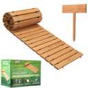 LINSHRY 10FT Wooden Garden Pathway, Outdoor Roll Out Decorative Garden Walkway, Weather-Resistant Non-Slip Hardwood Walkway Pavers for Garden, Backyard, Beach, Wedding Party Pathways