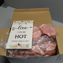 Wenqik 100 Pcs Wedding Fan for Guests and 1 Love is Hot Sign Wooden Wedding Table Sign Folding Hand Round Shaped Folding Fan with Plastic Handle and Storage Bag for Bridal Shower(Flower)