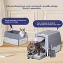 XXXL Stainless Steel Litter Box with LidExtra Large 28"L*20"W*18.1"H Metal Cat Litter Boxs,Jumbo Enclosed Removable Litter Box High Sides For Big Cats,with Cat Litter Scoop, Leak-Proof, Easy to Clean