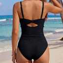 BMJL One Piece Swimsuit Women Tummy Control Textured Adjustable Straps Full Coverage Bathing Suits 2026 (Black, XXL)