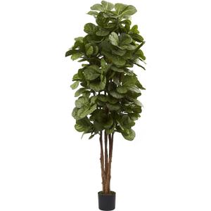 Nearly Natural 6ft Fiddle Leaf Fig Artificial Tree with 6 Natural Trunks, 270 Lush Green Leaves