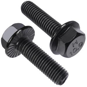 M8-1.25 x 25mm Flanged Hex Head Bolts,External Flange Hex Drive Screws,Class 10.9 Black Zinc Plated,Alloy Steel,Full Coarse Thread,Pump,Fix Car,DIY Project(23Pcs)