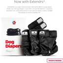 Pet Parents Washable Dog Diapers (3pack) + Extendrs of Durable Doggie Diapers, Premium Dog Diapers Female & Male (Large, Black) (Large (19-27"))