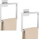 2-Piece Brushed Nickel Square Towel Ring,Modern Hand Towel Holder for Bathroom,SUS304 Stainless Steel Towel Hangers Wall-Mounted