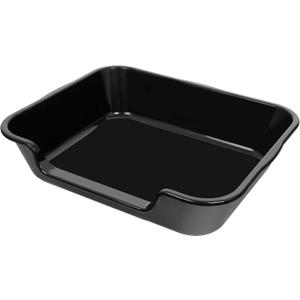 1 Pack of Extra Large Cat Litter Box (ABS Material), Low Entry Senior Litter Pen for Geriatric Kitty Big Cats, Jumbo Pet Safe Litter Boxes Tray for Pets Potty (Black, 24" L x 20" W)