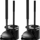 2Pack 2 in 1 Toilet Brush and Plunger Set, Extended Handle Plunger,Toilet Bowl Brush Plunger Set,Bathroom Cleaning Tools,Toilet Brush Plunger Combo,Cleaning SuppliesBright Black(19.9inch)
