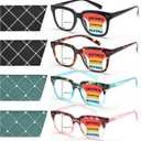 Progressive Multifocus Reading Glasses for Women Men Blue Light Blocking Spring Hinge Square Computer Readers 1.25