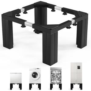 Full Size Laundry Pedestal 12" Height Washer and Dryer Pedestals , Universal Fit 1100lbs Capacity Adjustable Washing Machine Stand, Dryer Base Platform Heavy Duty Mini Fridge Stand(Matte Black)