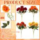 12 Pcs Artificial Fall Flowers Faux Mums Burnt Orange Flowers Assorted Fake Silk Mums Chrysanthemums Bouquet Fall Marigold for Vase Table Floral Arrangement for Wedding Home Outdoor Autumn Decorations