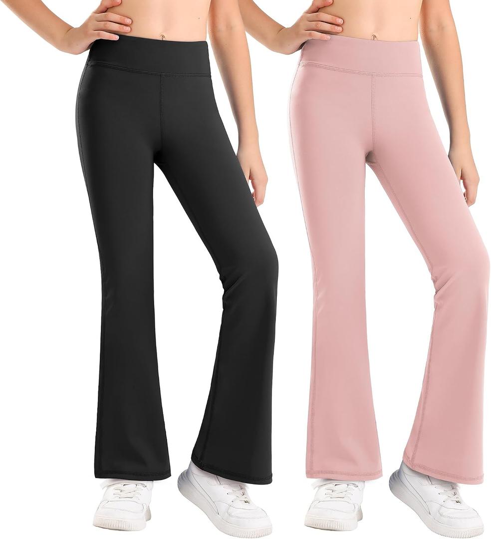 Stelle Girls Flare Leggings High Waisted for Dance Yoga School Daily Wear | Buttery-Soft,Breathable 4-way stretch fabric with flared design,Moisture-wicking comfort for yoga,Dance,School casual outfit, XXL
