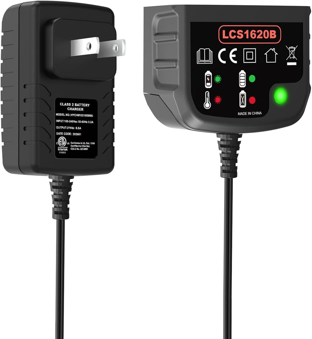 20V Charger Compatible with Black and Decker 20V Max Lithium Battery LBXR20 LBXR2020 Charger Replacement for Battery Charger LCS1620 BDCAC202B for Drill Battery