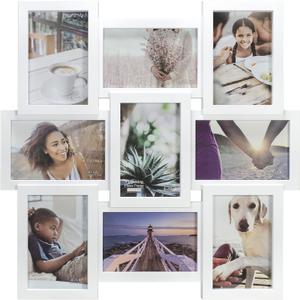 Malden International Designs 4x6 9-Opening Dimensional Collage Photo Wall Frame (White) Malden International Designs 4x6 9-Opening Dimensional Collage Photo Wall Frame (White)