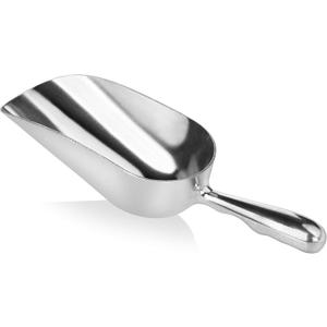 New Star Foodservice 34509 One-Piece Cast Aluminum Round Bottom Bar Ice Flour Utility Scoop, 5-Ounce, Silver (Hand Wash Only)