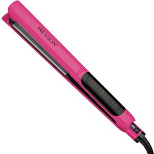 REVLON Ceramic Coated 1 Inch Flat Iron - Hair Straightener Helps Fight Frizz & Enhances Shine for Sleek Styles or Loose Waves, Travel Ready Flat Iron (Pink)