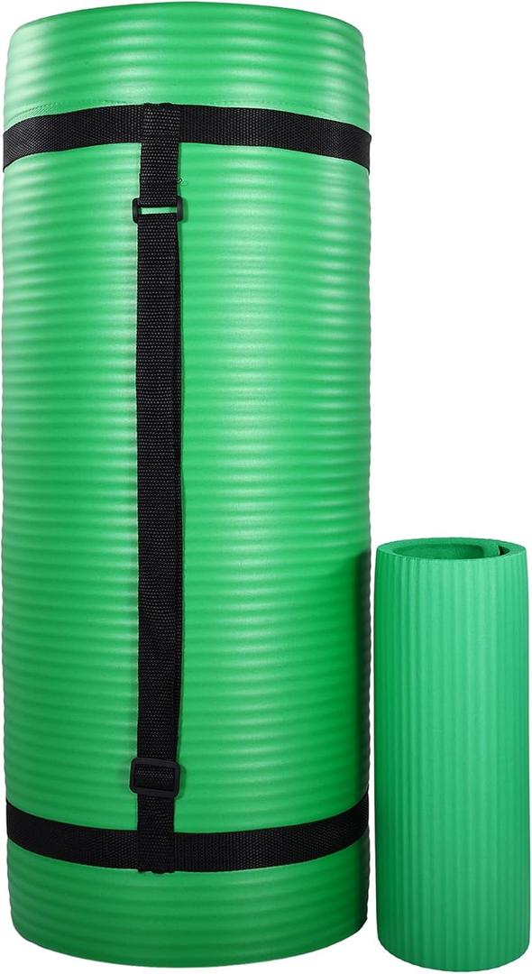 BalanceFrom 71x24 Inches Yoga Mat with Knee Pad and Optional Blocks  Extra 1-Inch Thick Non-Slip Foam with Anti-Tear Surface and Carrying Strap for Home, Studio, or Gym Workouts (Green) BalanceFrom 71x24 Inches Yoga Mat with Knee Pad and Optional Blocks  Extra 1-Inch Thick Non-Slip Foam with Anti-Tear Surface and Carrying Strap for Home, Studio, or Gym Workouts (Green)