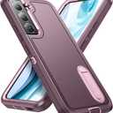 for Samsung Galaxy S22 Plus Case with Kickstand Case 3-Layer Military Grade Protective Case Cover Silicone Rugged Shockproof for Galaxy S22+ Plus Phone Case Purple+Pink