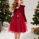 Cubear Toddler Girls Velvet Tutu Dress Fall Winter Long Sleeve Ruffle Dress for Holiday Party Causal 3-7Y (Red)