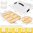 Portable Travel Charcuterie Board with Lid, Bamboo Charcuterie Cheese Board with Cover Gift Set Mother's Day for Women Mom, Covered Charcuterie Box Serving Tray Board Platter 7 Compartment Christmas