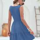 AUSELILY Womens Summer Dresses 2026 Casual Sleeveless Sundress Beach Vacation Flowy Tiered Short Dresses with Pockets (Blue, XL)