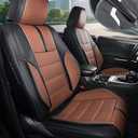 FREESOO Black Brown Car Seat Covers Full Set - Faux Nappa Leather Seat Covers for Cars, with Front Seatbelt Pads, Ultra Waterproof Cushion Protectors Fit for Most 5 Seats Sedans SUV Trucks Pick-ups