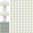 Auihiay 204PCS Hydrangea Artificial Flowers, Silk Artificial Hydrangea Flowers Heads with Stems, Faux White Flowers for Wedding Centerpieces, Arch and Background, Bridal Shower and Home Decor (Ivory)