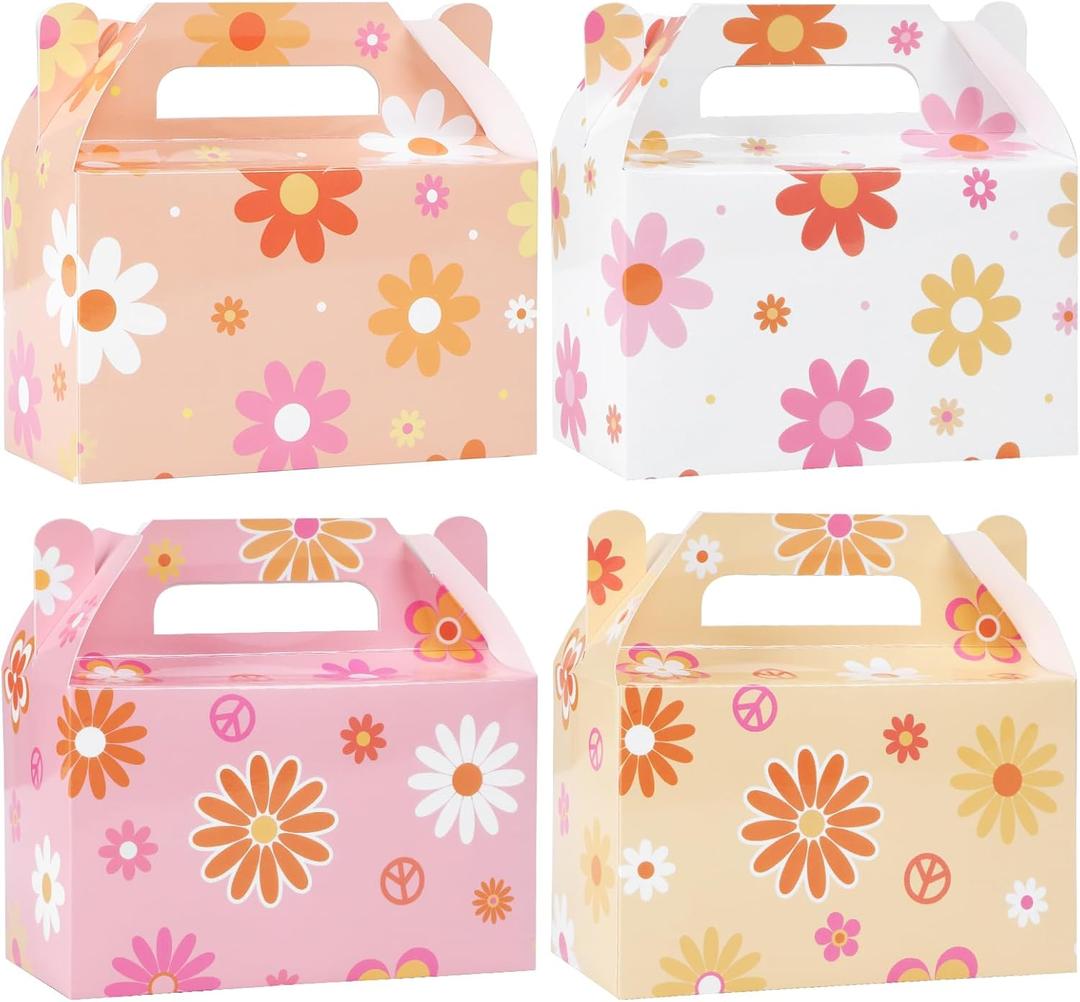 ZOIIWA 24 Pcs Daisy Flower Treat Boxes Party Supplies Hippie Daisy Flower Summer Party Favors Goodie Gift Boxes Birthday Wedding Decorations Retro Hippie Boho Treat Candy Box Home