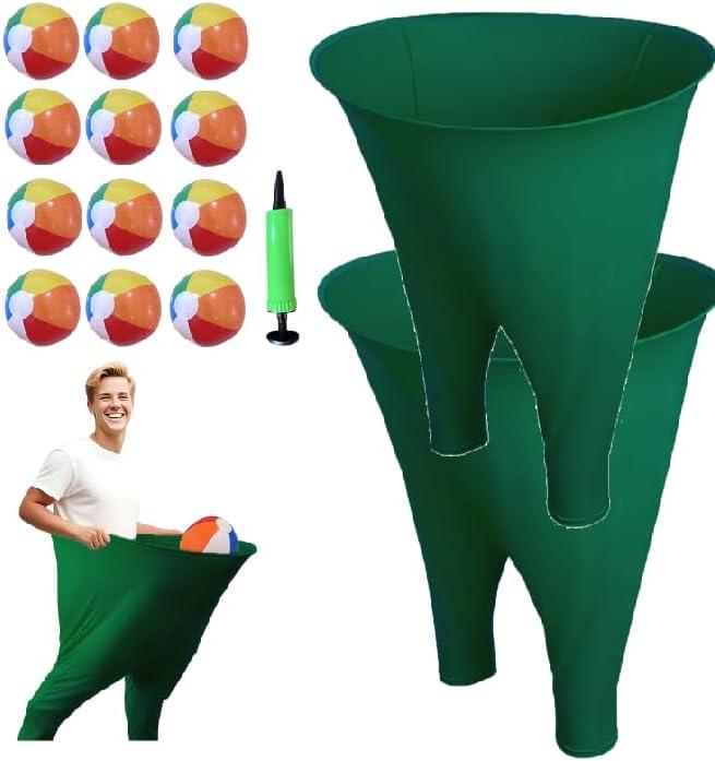 Granny Pants Yard Game Sets(2Pcs), Granny Pants Outdoor Games for Adults and Family, Party Field Day Games with 12 Bouncy Balls, More Balls for Backyard Park Beach (Green)