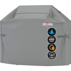 Grill Cover by Grillman, Gray, 60 Inch, BBQ Outdoor Grill Covers, Charcoal & Gas Grills, Waterproof, Rip-Proof, Weather-Resistant, Anti-UV, Barbecue Cover for Weber, Genesis, Charbroil, Nexgrill, etc