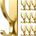pickpiff Adhesive Wall Hooks for Towels - Sticky Hook Hanging Heavy Duty (13lb), Hanger for Door, Bathroom, Dorm, Closet - for Coats, Purse, Bag, Robe - No Damage to Wall - Gold 10 Pack