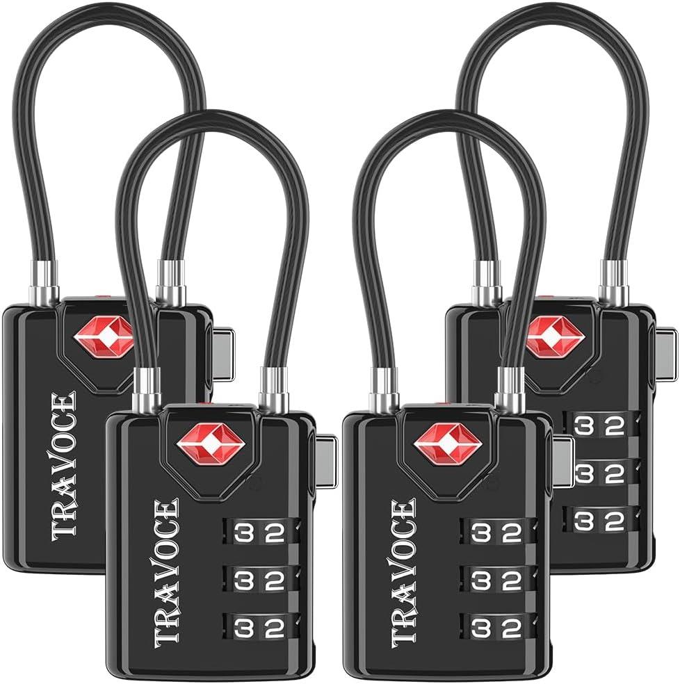 TSA Approved Luggage Locks, Travel Locks Which Also Work Great as Gym Locks, Toolbox Lock, Backpack and More, Black 4 Pack (one_size)