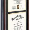 GraduationMall 14x20 Double Diploma Frame, Display 8.5x11 Certificate with Black over Gold Mat,Tempered Glass,Mahogany with Gold Beads