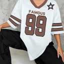 Oversized Jersey Shirts for Women Shirts Y2K Number Graphic Jerseys V Neck Cute Streetwear Tee Tops (S)