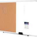 VUSIGN White and Cork Board Combination, 24" x 36" Dry Erase and Corkboard Combo for Home or Office, Wall Mounted Notice Bulletin With Aluminum Frame