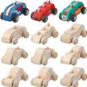 12 Pieces Wood DIY Car Toys, Unfinished Wooden Cars, Crafts for Students Home Activities, Easy Woodworking and Family Time Set