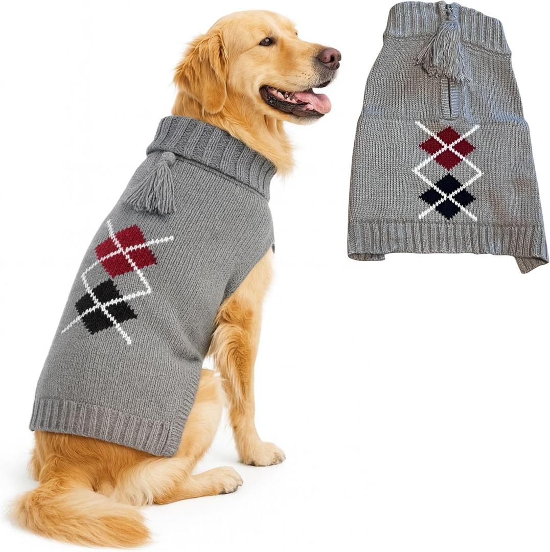 Cute Sweater for Dogs and Cats Soft Flannel Pet Outfit Warm and Cozy Animal Hoodie Small to Large Pet Clothes for Halloween Parties and Everyday Wear (Grey, Medium)