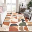 MUJOO Washable Area Rug 6x9,Boho Rugs for Living Room Bedroom Dining Room,Large Throw Floor Carpet Non Slip Soft Modern Abstract Bohemian Terracotta (Rust and Brown)